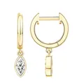 Détail de boucles d'oreilles créoles en laiton doré avec des pierres zircon taille marquise - Style 6 / Or