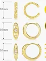 Ensemble de 3 boucles d'oreilles en laiton doré avec étoiles en zircon et papillon, 10mm - Style Cercle Miroir Étoile Corde Torsadée (e609) / 14k / Ensemble trois pièces / Or