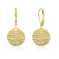 Gold-plated brass star and butterfly stud earring set with sparkling cubic zirconia - Wavy Disc Lever-back Style (e934) / 14k / One Pair / Gold