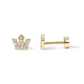 Exquisite gold brass crown stud earrings with sparkling white cubic zirconia micro-pave setting - Pave Crown Style (c107)