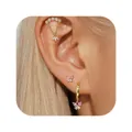 Macro shot of gold brass butterfly earrings set with pink gradient zircon crystals - Fan Pendant Butterfly Set (e832)