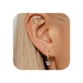Macro shot of gold-plated butterfly earrings set with sparkling pink zircon crystals - Chain Five Diamond Set (e835) / Gold