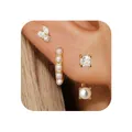 Detail of elegant gold plated butterfly earring set featuring crystals and pearls - Small Animal Crystal Set (e836) / Gold