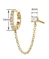 Set orecchini a catena placcati oro con huggie tempestato di diamanti e perno - Orecchino a catena collegata (e862) / 1 Pezzo / Oro
