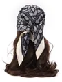 Detail of silk-like paisley bandana in black and cream tied on long brown hair - Small Paisley - Black