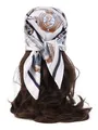 Nautical print silk scarf for women in white and navy with anchor and seahorse patterns - Nautical - Blue