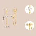Detail view of gold drop earrings with cubic zirconia and exact size measurements - Chain Drop Style (e1027) / 14k / One Pair / Gold