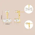 Detailed view of gold-plated cubic zirconia earring jackets with precise measurements - Bowknot Pattern (e1029) / 14k / One Pair / Gold