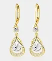 Gold plated brass teardrop earrings featuring clear multifaceted crystal insets - 14k / Gold (One Pair)