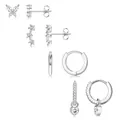 Détail de boucles d'oreilles fleurs et papillons avec pierres de zircone et placage doré - Style Pendentif Cœur Papillon (e1071) / Argent