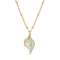 Collier doré avec pendentif coquillage et perle blanche au style bohème élégant - Style Conque Texturée Perle Artificielle (x409) / 14k / Or