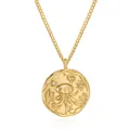 Gold jellyfish relief coin necklace with celestial details and sparkling cubic zirconia - Coin Jellyfish Relief Style (x411) / 14k / Gold