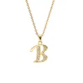 Detail of 14K gold plated necklace featuring a zircon-encrusted letter B pendant - Letter B / 14k