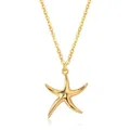 Vue détaillée d'un pendentif étoile de mer doré poli avec finition miroir sur chaîne O - Style Étoile de Mer Polie Simple (x415) / 14k / Or