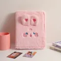 Couverture de classeur A5 en peluche rose avec oreilles de lapin 3D et broderie - Coque A5 Lapin / Rose