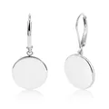 Orecchini a monachella in argento S925 con pendenti a disco tondi minimalisti lucidi - Disco Liscio (e1325) / 14K / Argento