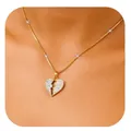 Iced out broken heart pendant necklace in gold plated brass with sparkling zircons - Broken Heart Style (x464) / 14k / Gold