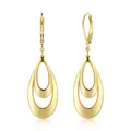Elegant 18K gold plated brass teardrop earrings with double layer hollow design - Double Layer Cutout Water Drop Style / Gold
