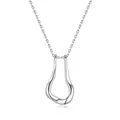 Detail of silver streamlined necklace pendant with high-polished mirror finish - Modern Streamlined Liquid Metal Pendant Style (x504) / 1 Piece / Silver