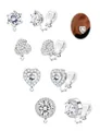 Detailansicht silberner Ohrclip-Set mit Zirkonia-Steinen und Silikon-Polstern - Silber Stil 6 (e1434)
