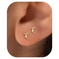 Elegant gold-plated brass hammerhead shark stud earrings for women with a sleek mirror finish - Hammerhead Shark Shape (e1440) / 1 Piece / Gold