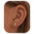 Macro detail of high-quality gold-plated brass stud earrings in unique cowboy boot shape - Cowboy Boot Shape (e1444) / 1 Piece / Gold