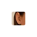 Detailed close-up of gold cubic zirconia stud, X-cross earring, and ear cuff on ear - Gold Zirconia Stud Cross And U Shape Earring Set(e1518)