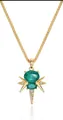 Macro detail of gold plated snake necklace featuring faceted green gemstones and starburst - Green Gem Starburst (Gold x917) / 14k