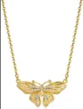Vue macro détaillée du collier pendentif papillon plaqué or avec des pierres en zircone cubique - Style Papillon (金色x918) / 14k