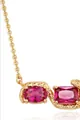 Détail macro du collier serpent doré avec pierres précieuses roses ovales et rectangulaires - Rectangle Gemme Rouge Rose (金色x919) / 14k