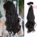 Comparación de extensiones de clip negras de 22 pulgadas con pelo largo y ondulado - Pelo largo rizado / Negro Natural