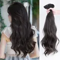 Extensiones de cabello ondulado marrón oscuro de 22 pulgadas con clips para volumen natural - Pelo largo rizado / Marrón Oscuro