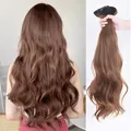 Detalle de extensiones de pelo con clip castaño oscuro de 55 cm con ondas grandes y voluminosas - Pelo largo rizado / Marrón Cálido