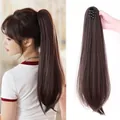 20-inch dark brown ponytail extension with claw clip for a natural straight look - 53cm (20 Inch) / Chestnut Brown