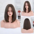 Περούκα Lace Front Bob κοντό ίσιο καστανό σκούρο μήκος 10 έως 12 ίντσες - Ψυχρό καφέ