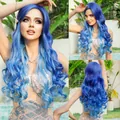 Blue to purple gradient long wavy cosplay wig with heat resistant synthetic fibers - Ice Blue Gradient