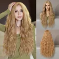 Long wavy light blonde wig with middle part for women, 24-28 inch synthetic hair - 68CM / Light Blonde (MW9072-1)
