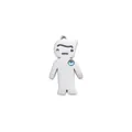 Silberner Jungen-Anhänger aus Edelstahl mit blauem Zirkonstein und kleinem Hängering - Stahlfarbener Astronaut