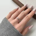 Anello regolabile in argento S925 con fiori, farfalle e zirconi chiari brillanti - Aperto Regolabile / Zircone Bianco