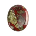 Oval polished natural deep red gemstone with green inclusions for healing and crafts - Dragon Blood Stone