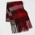 Thick plaid scarf in red and grey with long tassels for autumn and winter warmth - Red Grey Classic Plaid (59#) / 39x240cm