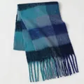 Thick blue plaid mohair scarf for men and women with long tassel fringe details - Blue Series Multicolor Plaid (5#) / 39x240cm