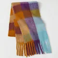 Thick mohair checkered scarf with colorful plaid pattern and long fringe trim - Vibrant Contrast Large Plaid (38#) / 39x240cm
