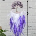 Bohemian Tree of Life dream catcher with purple crystal stones and feathers - MS9185E White Purple Tree