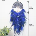 Blue lapis stone Tree of Life dreamcatcher with black feathers and pearls for wall decor - MS9185A Blue Tree