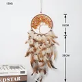 Brown Tree of Life dreamcatcher with red beads and layered feathers wall hanging - MS9185C Brown Tree
