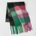 Thick plaid winter scarf in green and pink with decorative fringe and soft texture - Dark Green Pink Large Plaid (47#) / 39x240cm