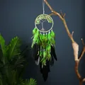 Tree of Life dream catcher with green aventurine stones and vibrant feathers - Green Black Tree of Life (MS9185K)
