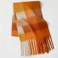 Orange and brown plaid tassel scarf in thick mohair style for autumn and winter warmth - Ginger Orange Warm Winter Plaid (37#) / 39x240cm
