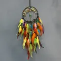 Life Tree dream catcher with vibrant multi-colored feathers and natural crushed stones - MS9185J Colorful